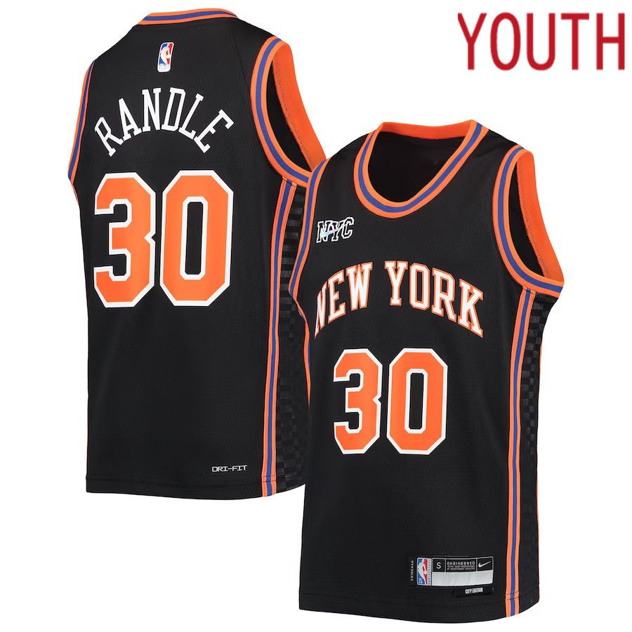 Youth New York Knicks 30 Julius Randle Nike Black City Edition Swingman NBA Jersey